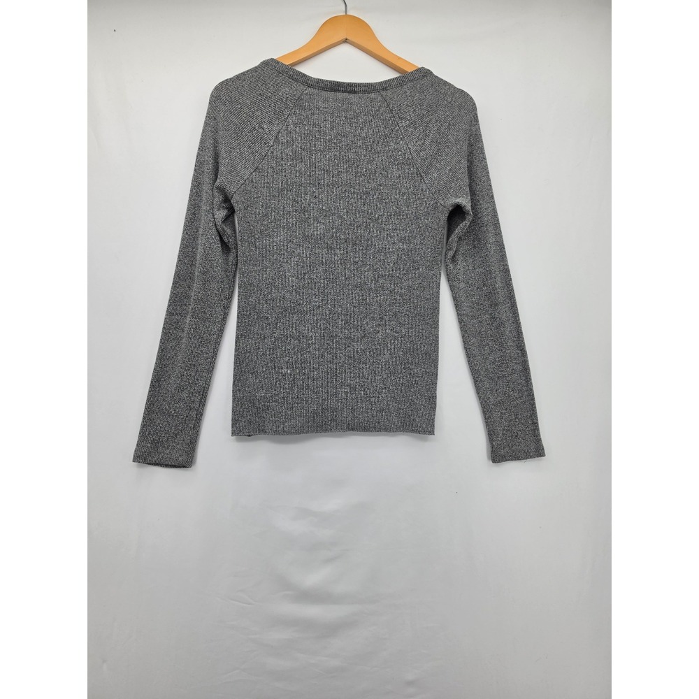 Universal Thread Gray Marl Ribbed Henley Top Long Sleeve Raglan Small Soft Basic - Picture 7 of 13